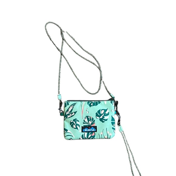 KAVU Teal Leaf Pattern Crossbody Bag - Picture 2 of 5